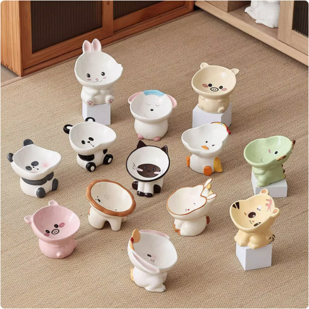 可愛い猫用陶磁器食器・水飲み器セット