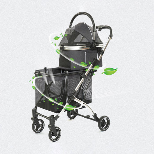 大容量の上下 2 層式ペットカート、複数のペット(猫や犬)に対応した分離式ペットカートの卸売り