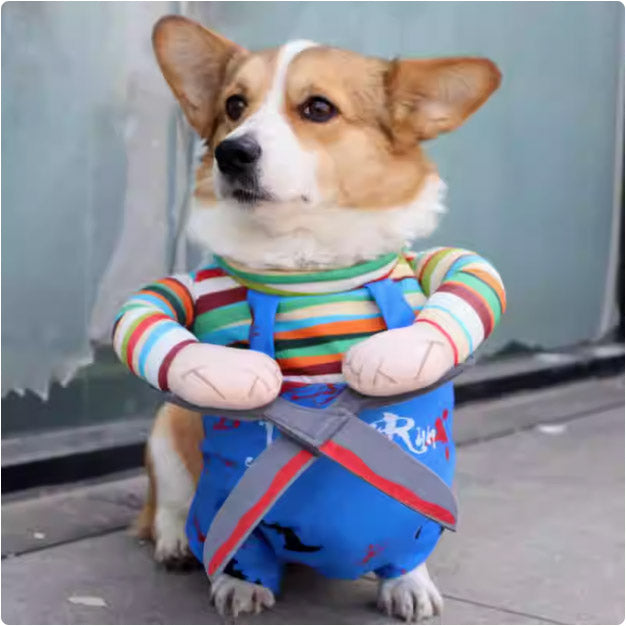 ネット人気新モデルの犬用ギャグ衣装 「立体ハロウィン ハサミ持った立ち姿コスチューム」 猫用にも展開されたオカシイデザイン