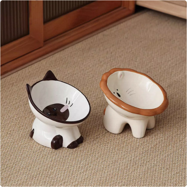 可愛い猫用陶磁器食器・水飲み器セット