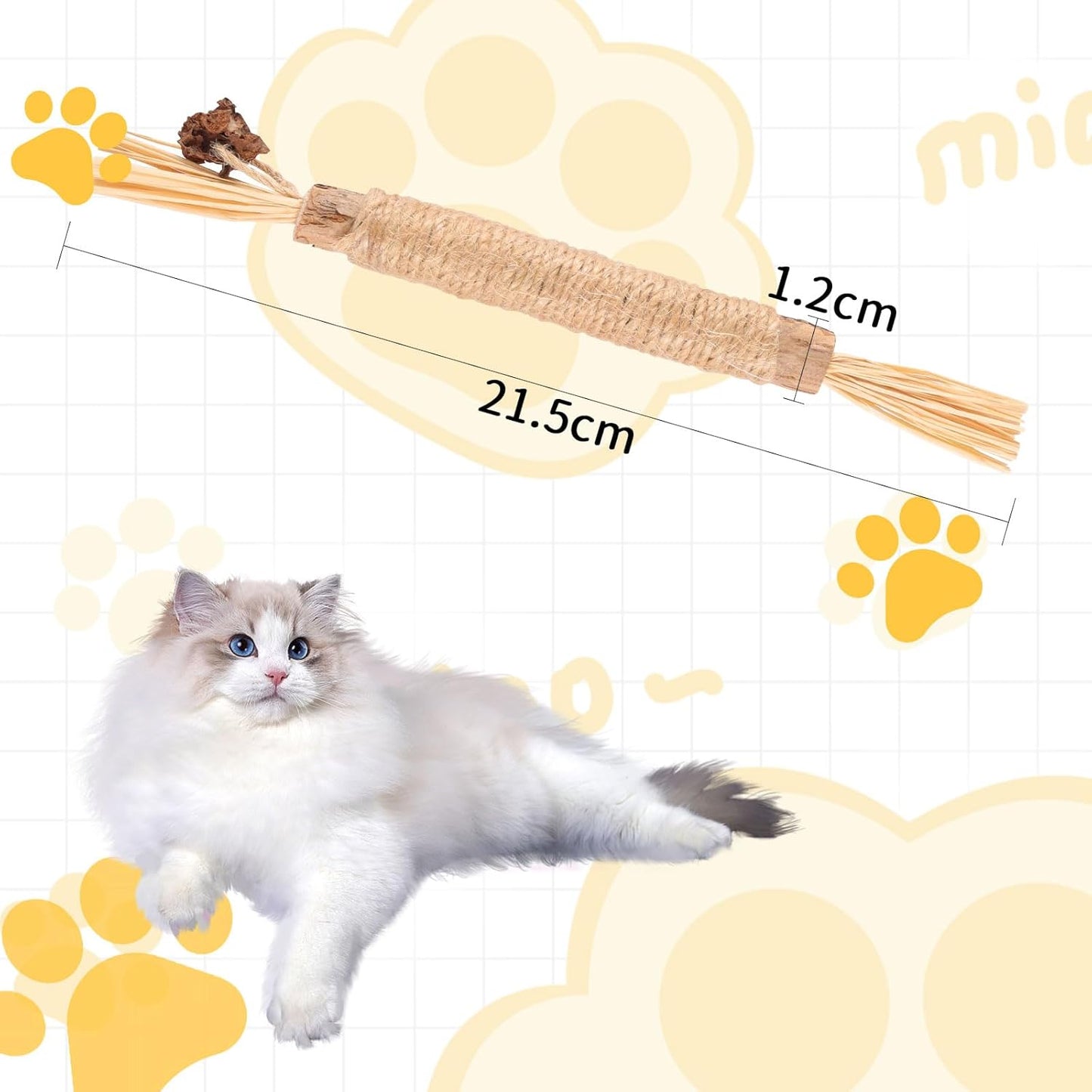 猫の噛むおもちゃ、歯のクリーニング、グラインドスティック、マタタビ、天然木、ヘンプロープ、4パック、天然で安全、噛むスティック、歯科クリーニング、非毒性、減量、運動サプリメント、ストレス解消