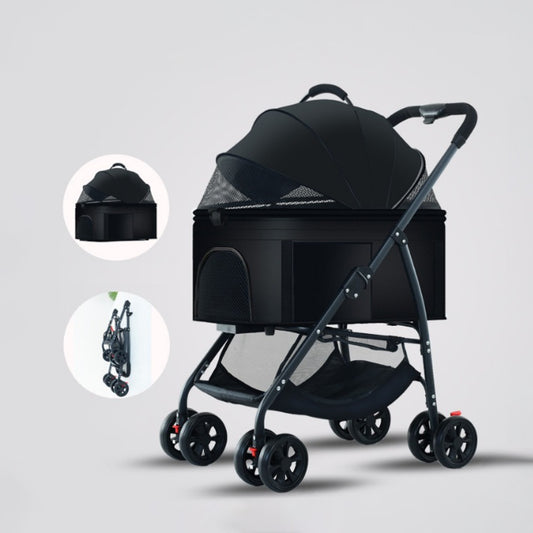 ペット用折りたたみ式軽量手押し車。中型や小型の犬や猫を連れて外出する際に最適な散歩用グッズです。