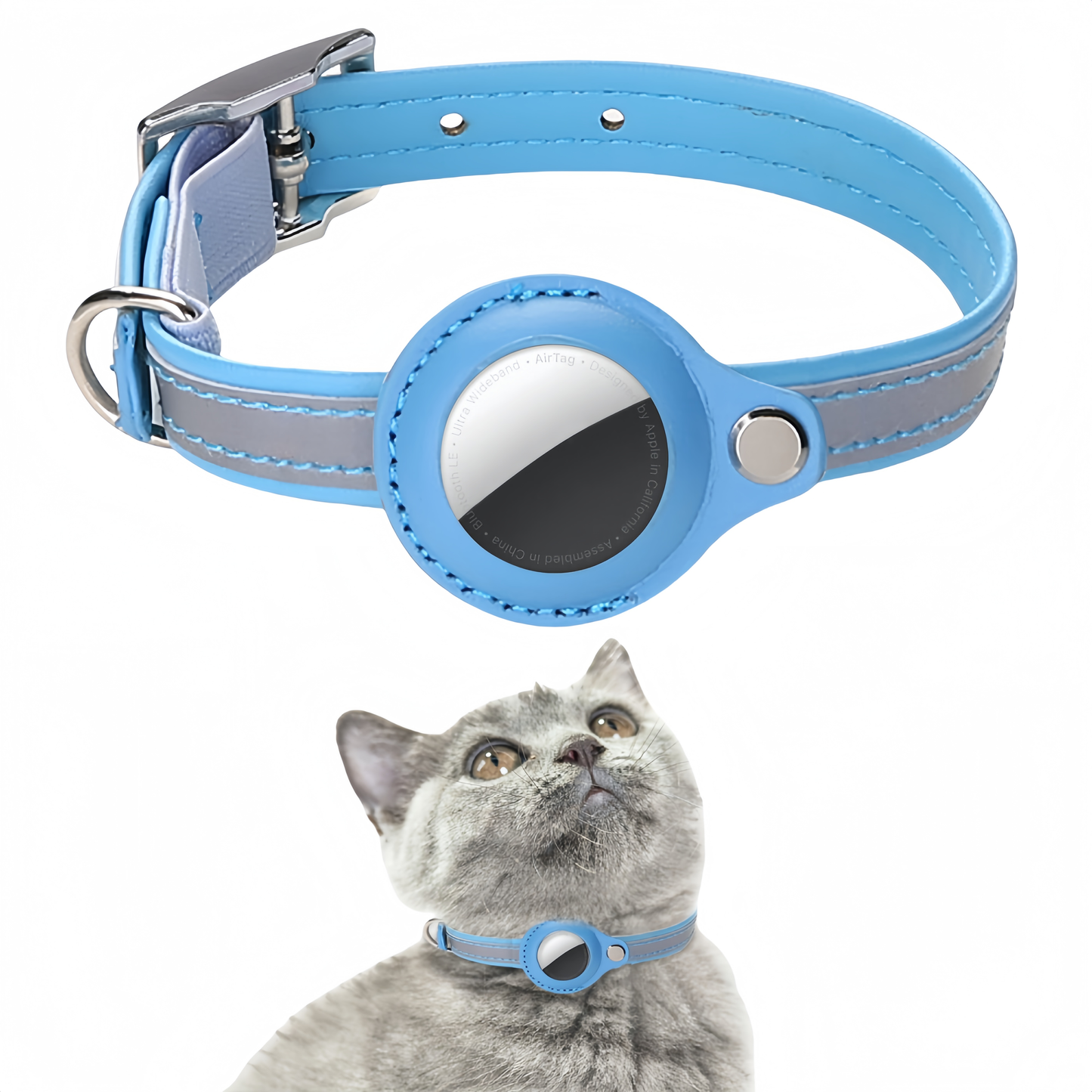 紛失防止用ペット猫用位置追跡反射ネックレス、Airtagペット用首輪に適用