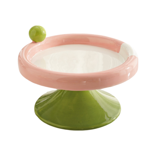 アイスクリームキャットボウル 高脚 陶磁器 デュアルカラー 猫ボウル 可愛い カラフル 猫ペットダイニングボウル
