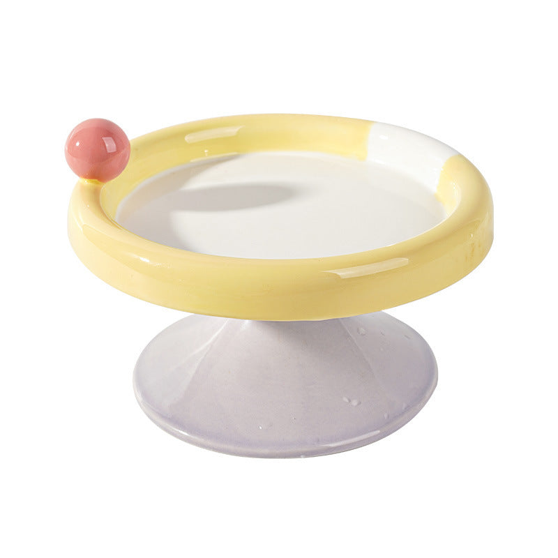 アイスクリームキャットボウル 高脚 陶磁器 デュアルカラー 猫ボウル 可愛い カラフル 猫ペットダイニングボウル
