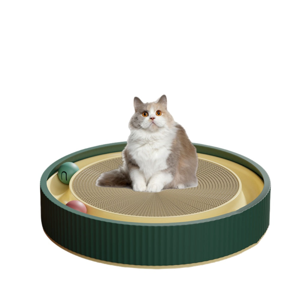 猫用爪とぎベッド一体型 耐磨性抜群 散らばらない 大型猫爪板 波状ダンボール製 丸型猫爪盆 ペット用品
