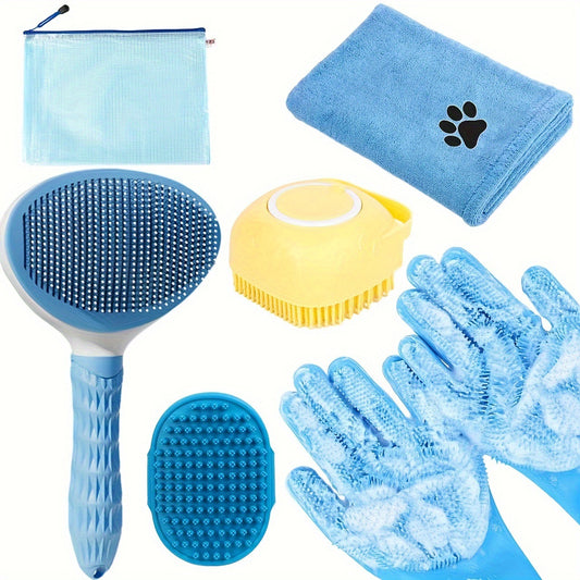 6点セットの犬用美容セット バスタオル、タオル、洗浄グローブ、輝く被毛の犬用美容用品