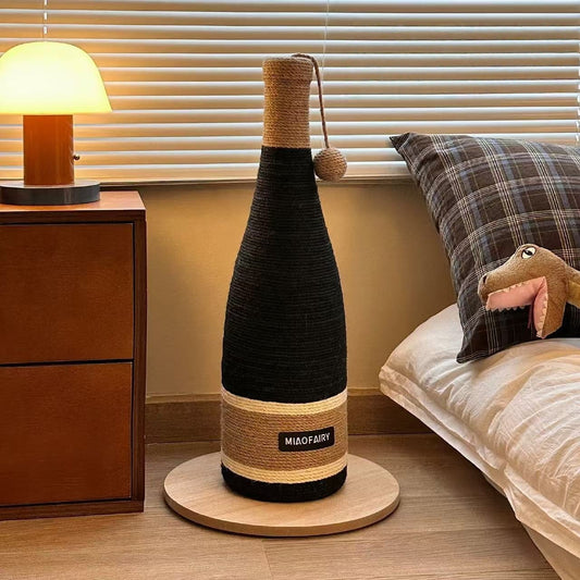 ワインボトル型 サイザル猫掻き柱 摩耗に強く 屑落ち防止 立式猫掻き板 麻縄製 爪研ぎ用 ペット玩具