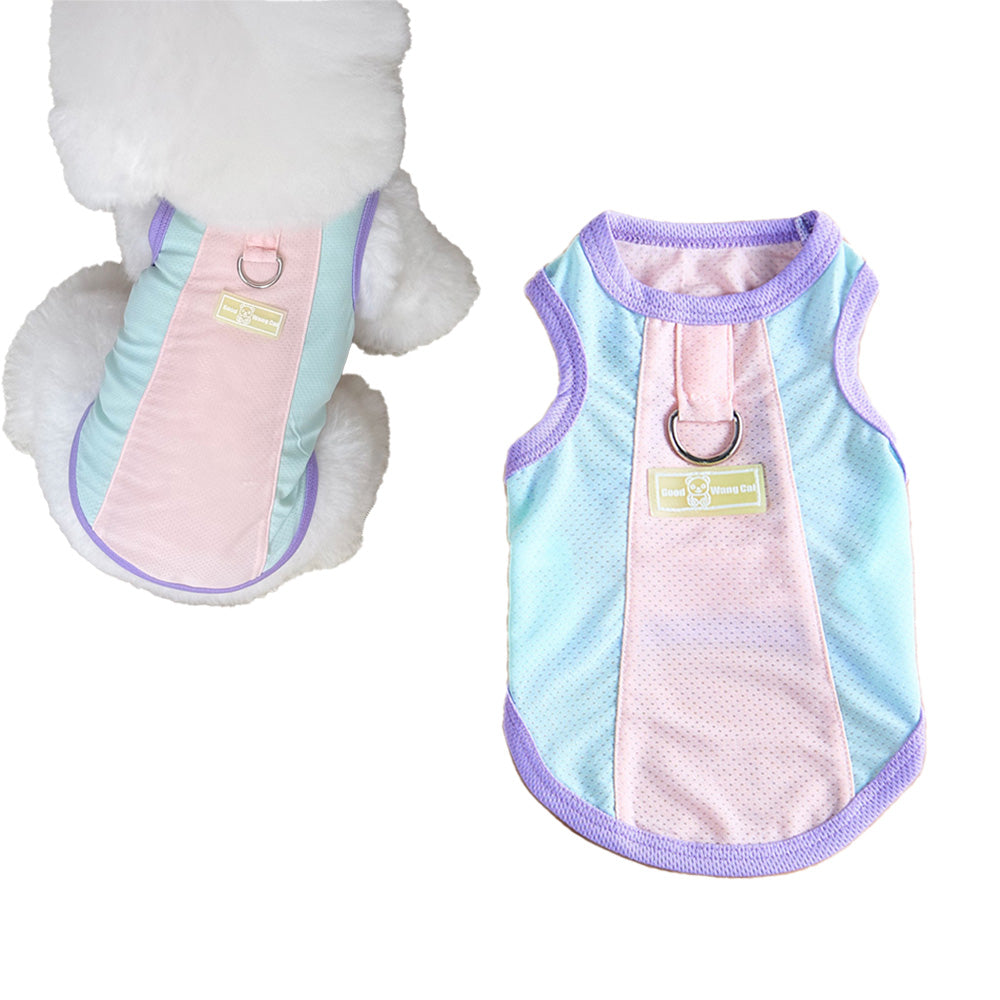 マカロン小さな蝶々メッシュ日焼け防止クール牽引ベスト小型犬ビション春夏薄手ペット犬服