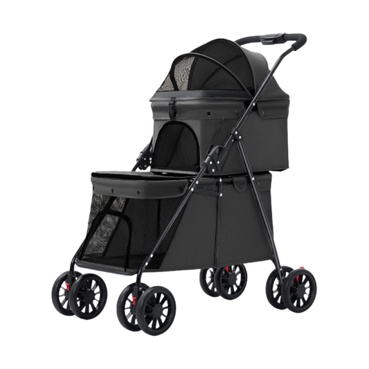 二重ペットカート 外出に便利で折りたたみ可能な犬と猫の越境卸売小型ペット用屋外手押しカート