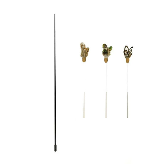 小さな蝶の競技レベルの猫じゃらし、延長されたスチールワイヤーと羽毛のおもちゃ