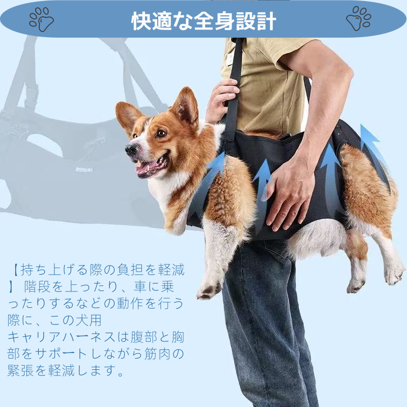 外出用の犬用補助ベルト、後ろ足の怪我をした老犬や怪我をした犬のためのストレス軽減補助具