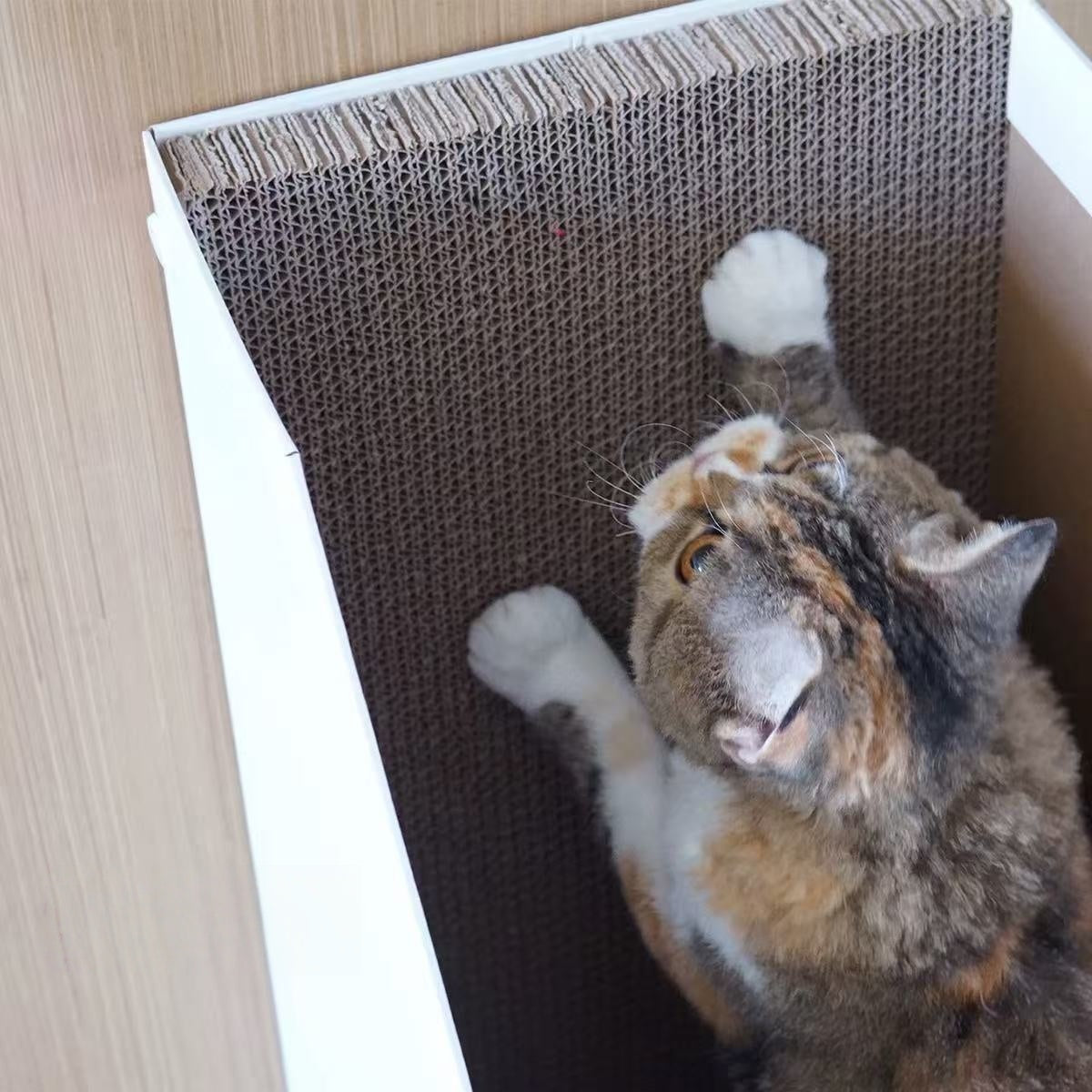 本立て型猫掻き板 立式 L 型 大型 猫用玩具 段ボール製 爪研ぎ兼ね猫ベッド 高さアップ 壁際設置用