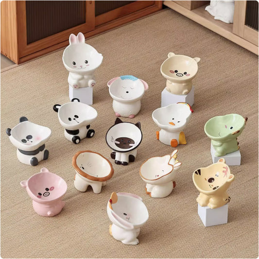 可愛い猫用陶磁器食器・水飲み器セット
