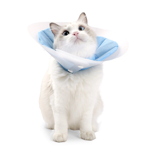 猫専用エリザベスカラー 二重変形可能な猫の首輪 手術後の舐め防止